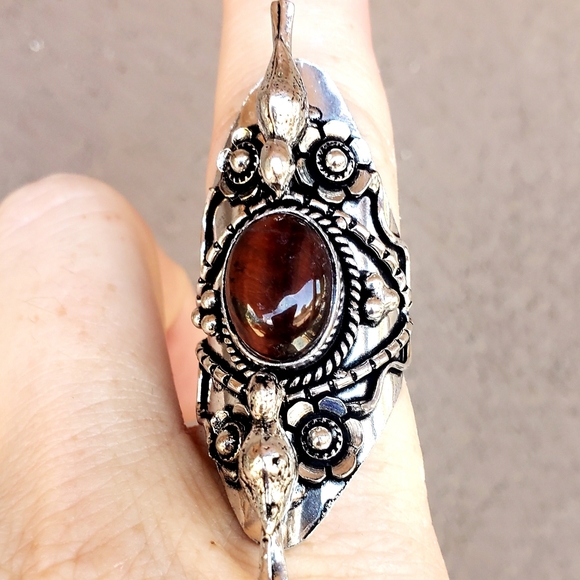 New Unique Red Tiger Eye 2 Birds 925 Silver Statement Ring. - Picture 4 of 15